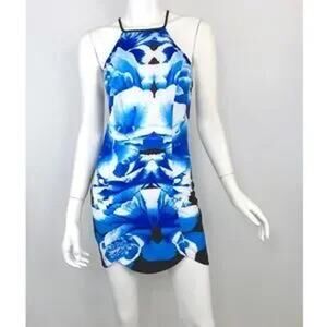 NLW Blue Black Floral Racerback Dress Sz SM  NWOT Tropical Colorful